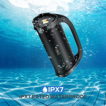 Monster Adventurer Max Bluetooth Speaker with Two Wireless Microphones, IPX7 Waterproof Outdoor Speakers with 100W Powerful Stereo Sound, Portable Bluetooth Speakers for Home, Camping, Gold
