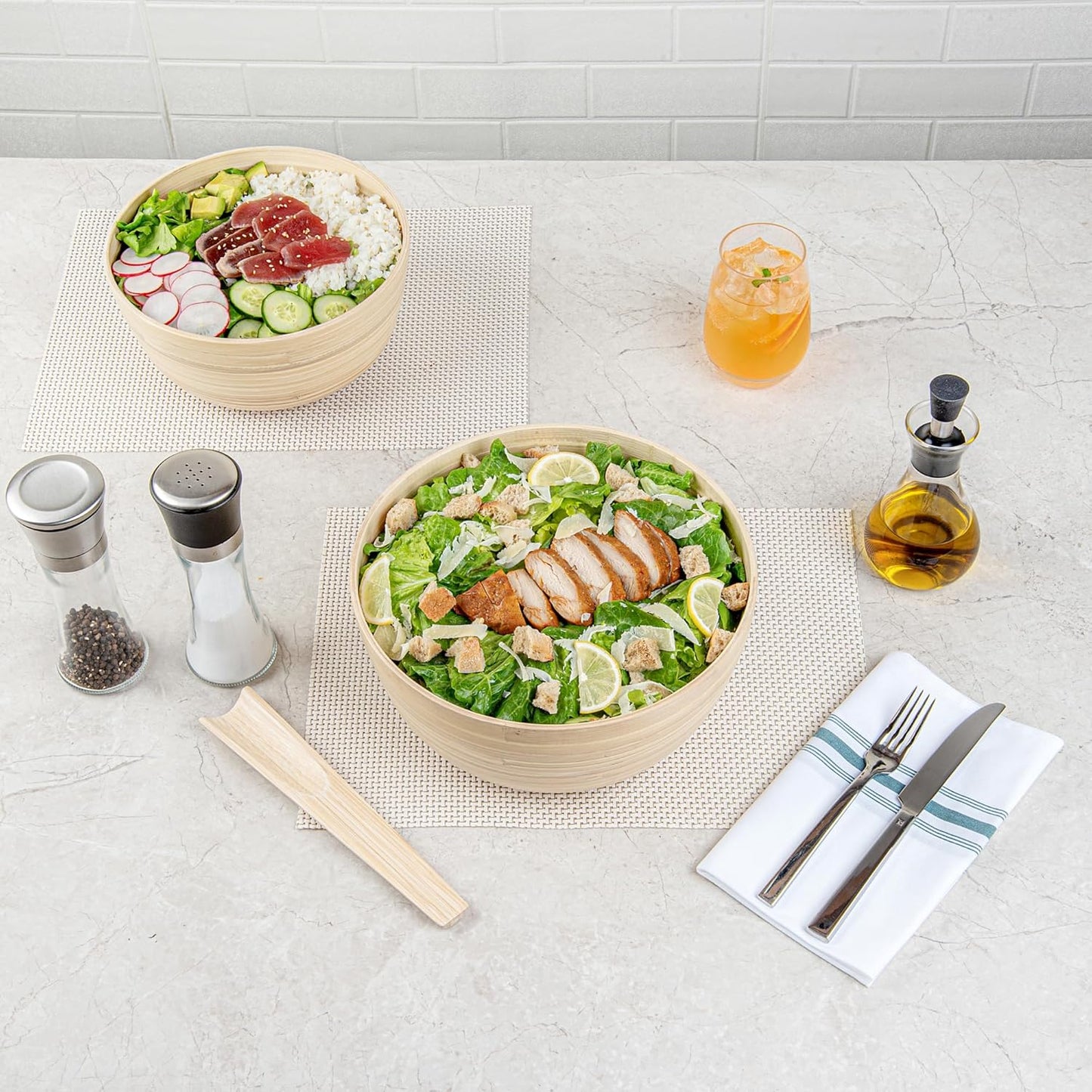 Restaurantware-Bambuddha 15 Ounce Small Salad Bowl, 1 Heavy-Duty Round Salad Bowl - Sustainable, Reusable, Black Bamboo Serving Dish, for Serving Salads, Fruits, and Appetizers