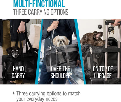 Sherpa Original Deluxe Travel Bag Pet Carrier, Airline Approved & Guaranteed-On-Board - Mesh Panels & Spring Frame, Locking Safety Zippers, Machine Washable Liner - Charcoal Gray, Medium