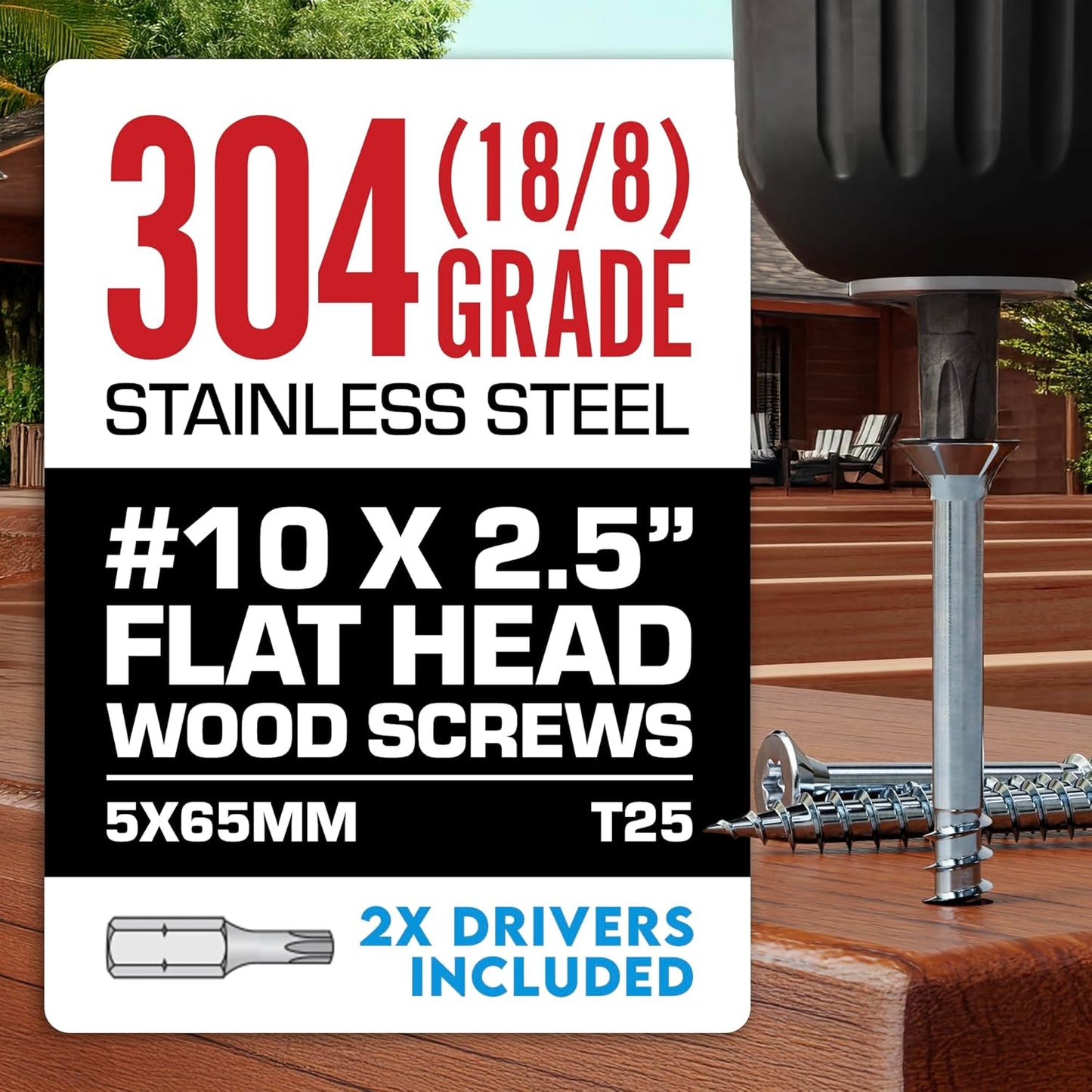 #10 x 3 Inch Stainless Steel Deck Screws 350 Pieces | T25 Star Torx Drive Flat Head | 304 Grade Stainless Steel Wood Screws High Corrosion Resistance by Allen's Trading Co. Eagle Claw Fasteners