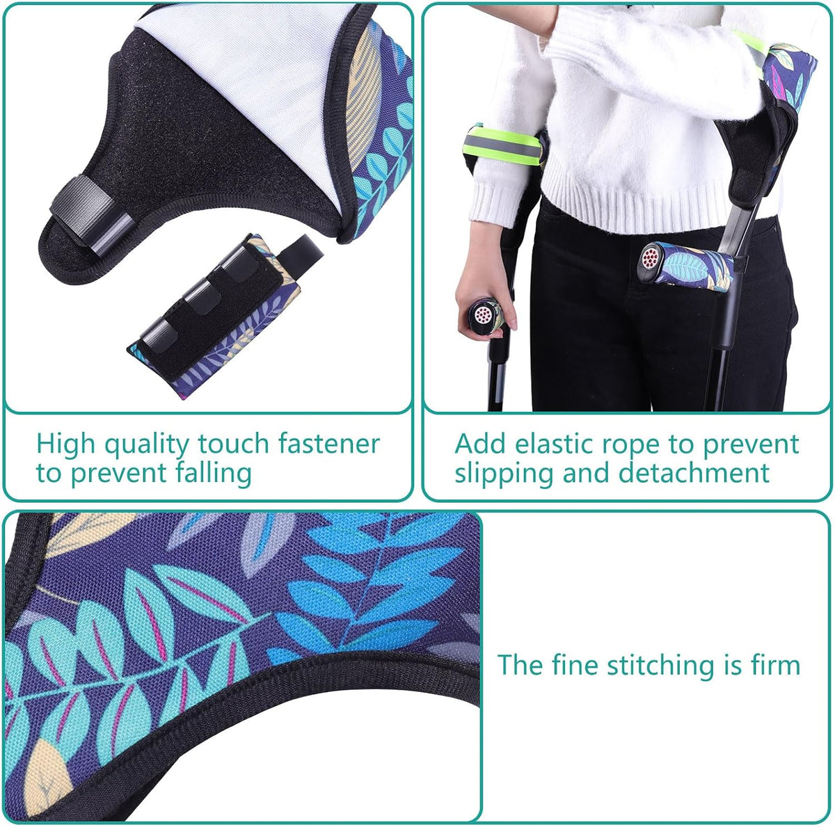 Forearm Crutch Pads and Hand Grip Covers for Open Cuff Crutches