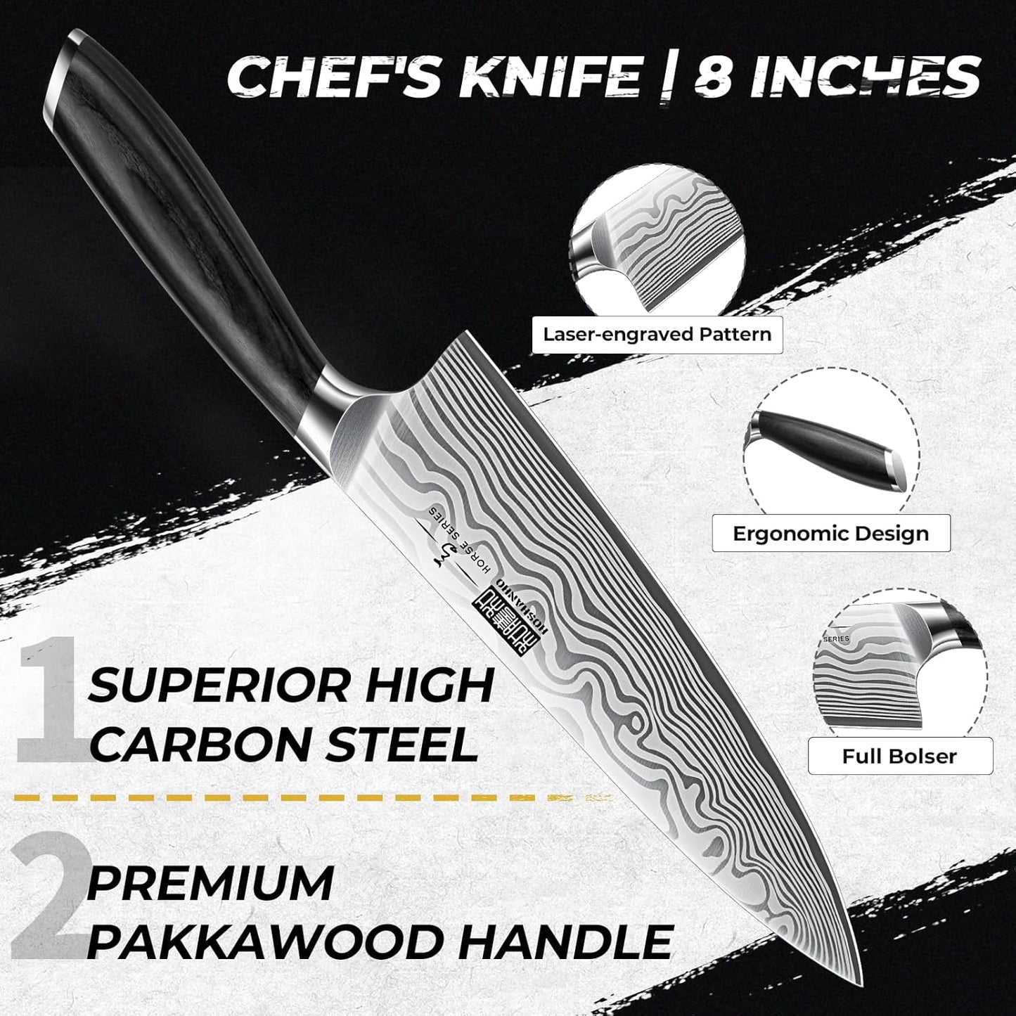 HOSHANHO Fillet Knife 7 Inch, Razor Sharp Boning Knife for Meat Poultry Chicken Cutting, Japanese High Carbon Powder Steel Fish Knife with Flexible Blade and Pakkawood Handle