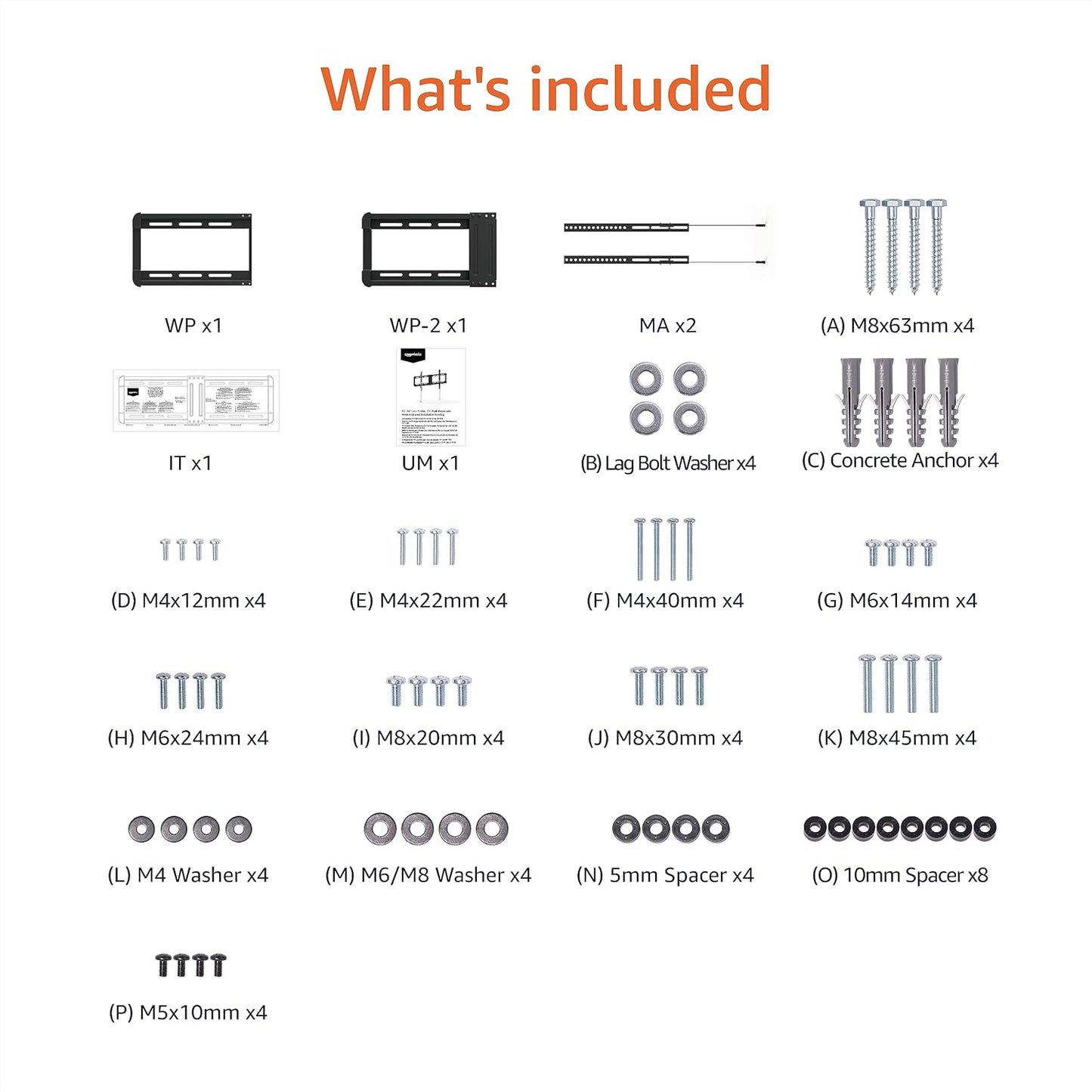 Amazon Basics Tilt TV Wall Mount with Horizontal Post Installation Leveling for 32-Inch to 86-Inch TVs