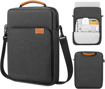 MoKo 13.3-14 Inch Laptop Sleeve Bag Fits MacBook Pro M3/M2 14" 2023, MacBook Pro 13" M2, New MacBook Air 13.6" M3/M2 2024/2022,Tab S8 Ultra 14.6",Handle Carrying Case with Shoulder Strap, Black & Gray - PuriLite