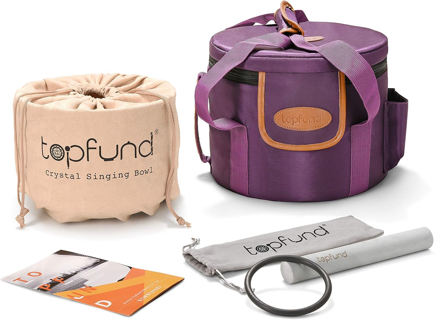 TOPFUND F Note Crystal Singing Bowl Heart Chakra 8 inch with Heavy Duty Carrying Case and Suede Striker