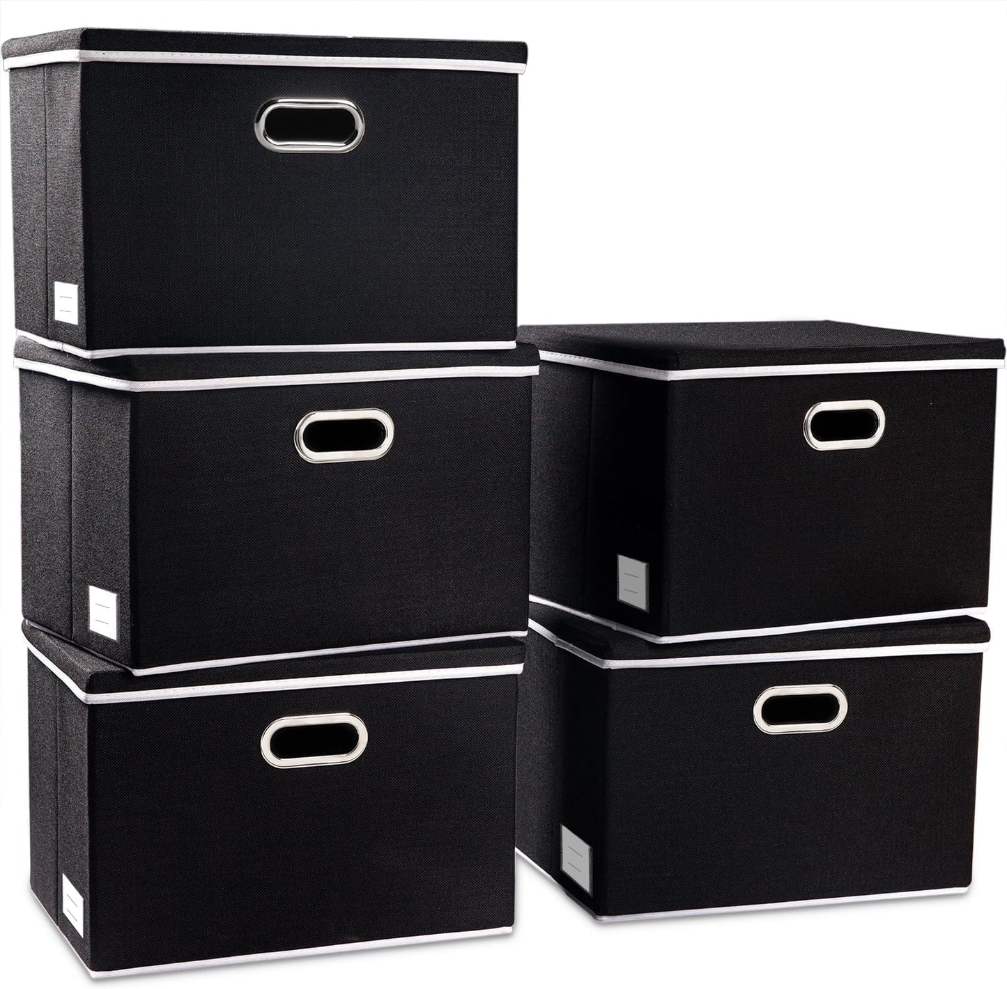 PRANDOM Large Foldable Storage Bin with Lid [1-Pack] Linen Fabric Decorative Storage Box Organizer Containers Basket Cube with Handles Divider for Bedroom Closet Office Living Room (17.7x11.8x11.8")