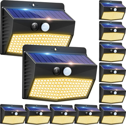 Solar Lights Outdoor, [ 8 Pack/138LED ] Solar Motion Sensor Light Outdoor with 3 Lighting Modes Wireless Waterproof Solar Wall Lights Solar Security Lights for Fence Yard Garden Deck Garage
