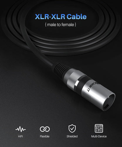 GEARit XLR Male to Female Microphone Cable (10 Feet, 6-Pack) 3-Pin Balanced Shielded Mixer, Recording Studio, Podcast - Black
