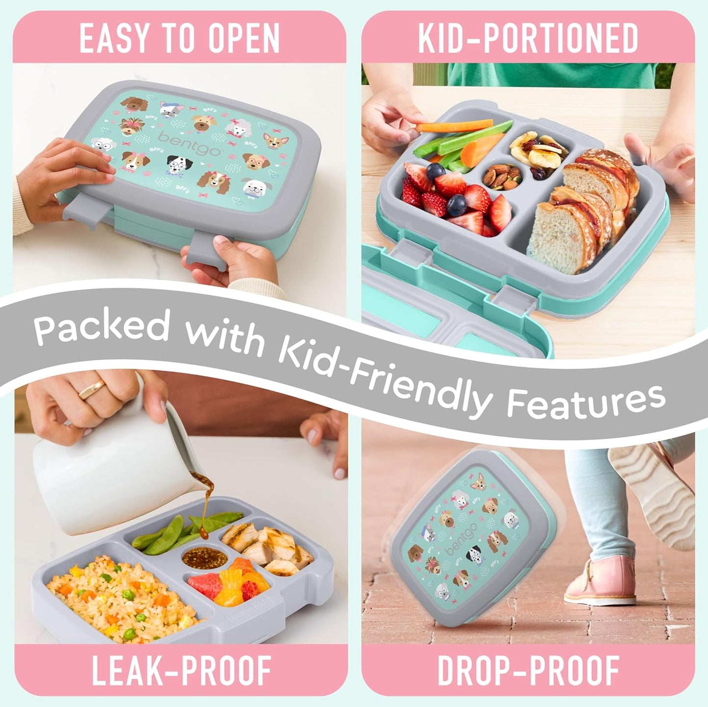 Bentgo Kids Prints (Unicorn) - Leak-Proof, 5-Compartment Bento-Style Kids Lunch Box - Ideal Portion Sizes for Ages 3 to 7 - BPA-Free and Food-Safe Materials