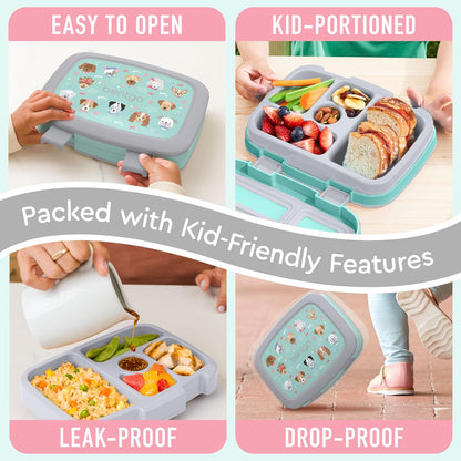 Bentgo Kids Prints (Unicorn) - Leak-Proof, 5-Compartment Bento-Style Kids Lunch Box - Ideal Portion Sizes for Ages 3 to 7 - BPA-Free and Food-Safe Materials