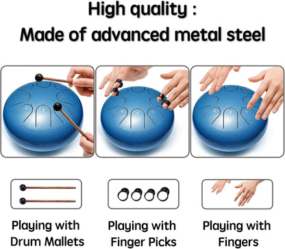 Lronbird Steel Tongue Drum Percussion, 6 Inch 8 Notes Musical Instruments, Music Gifts for Family Friends (Malachite)