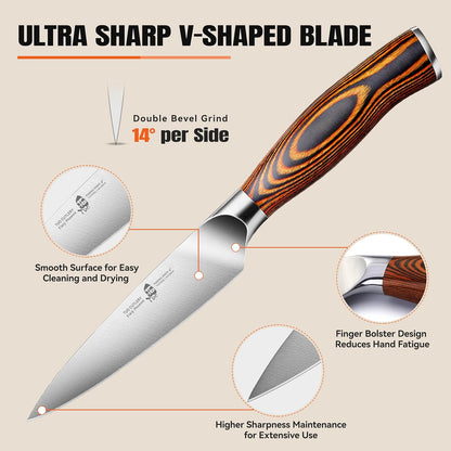TUO Boning Knife - Razor Sharp Fillet Knife - High Carbon German Stainless Steel Kitchen Cutlery - Pakkawood Handle - Luxurious Gift Box Included - 7 inch - Fiery Phoenix Series