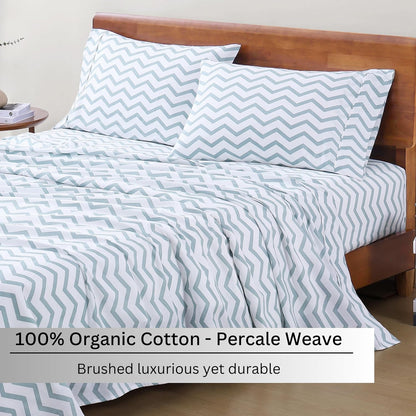 Lane Linen 100% Organic Cotton Queen Sheet Set, 4-Piece Percale Bed Sheets for Queen Bed - Soft, Breathable, Hypoallergenic, Deep Pocket Fits Mattress Up to 15" Deep, Hotel Quality Sheets - White