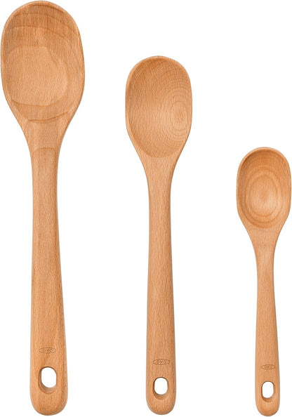 OXO Good Grips Wooden Spoon Set, 3-Piece, Brown