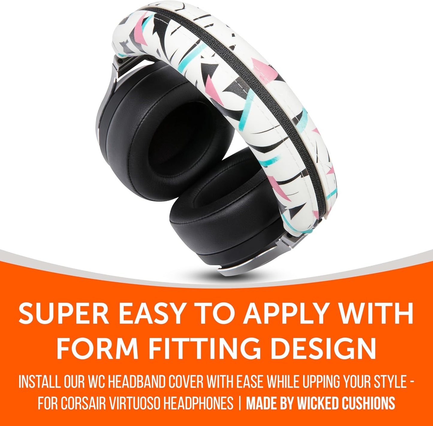 WC BandZ Virtuoso V2 - Silicone Headband Cover for Corsair Virtuoso Headphones by Wicked Cushions | Machine Washable, No More Flaking Leather | for Virtuoso Wireless, XT, and SE | Black Camo