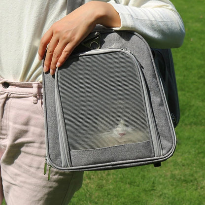 Most Airline Approved Cat Carriers Dog Carriers Soft-Sided Pet Travel Carrier for Puppies/Kittens/Rabbits, 5-Sided Breathable Mesh, Self-Locking Zippers, 17''X11''X11''
