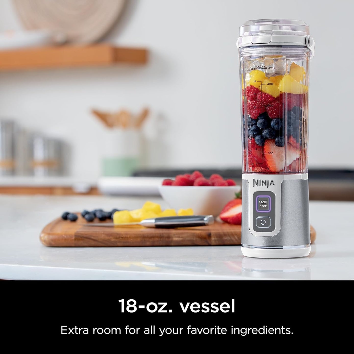 Ninja Blast Portable Blender, Cordless, 18oz. Vessel, Personal Blender for Shakes & Smoothies, BPA Free, Leakproof Lid, USB-C Rechargeable, Black, BC151BKC (Canadian Version)