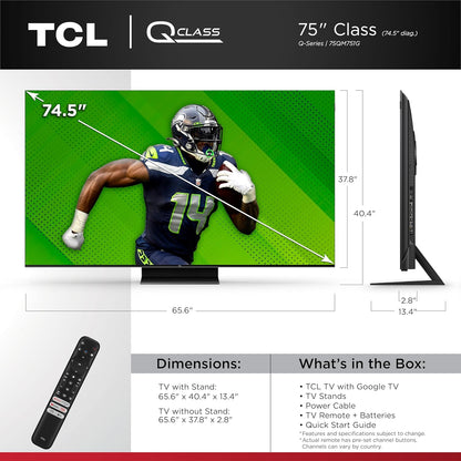TCL 55-Inch Q7 QLED 4K Smart Q LED TV with Google TV (55QM750G, 2023 Model) Dolby Vision IQ, Dolby Atmos, HDR, Game Accelerator up to 240Hz, Voice Remote, Works with Alexa, Streaming Television