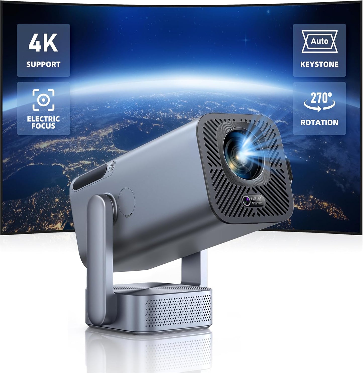 [270° Adjustable Stand] 2025 Mini Projector Upgrade Portable 1080P FHD TOPTRO Outdoor Movie Projector, Auto Vertical Keystone/Electric Focus, Home Projector for Phone/TV Stick/HDMI