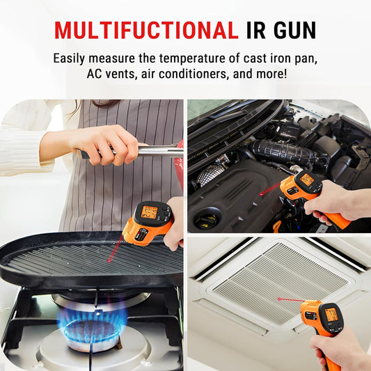 ThermoPro TP30 Infrared Thermometer Gun, Non Contact Temperature Gun with Adjustable Emissivity, Laser Thermometer Gun for Cooking, Pizza Oven, Griddle, Engine, HVAC -58°F ~1022°F (Not for Human)