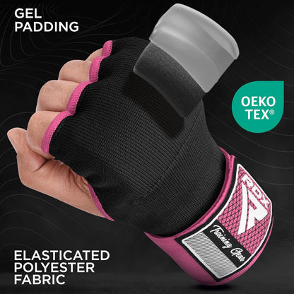 RDX Gel Boxing Hand Wraps Inner Gloves, Quick 100cm Long Wrist Straps, Elasticated, Padded Fist Hand Protection, Muay Thai MMA Martial Arts Punching Speed Bag Training Bandages, Under Mitts Handwraps