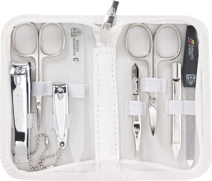 3 Swords Germany - brand quality 8 piece manicure pedicure grooming kit set for professional finger & toe nail care scissors clipper fashion leather case camou in gift box, Made in Germany