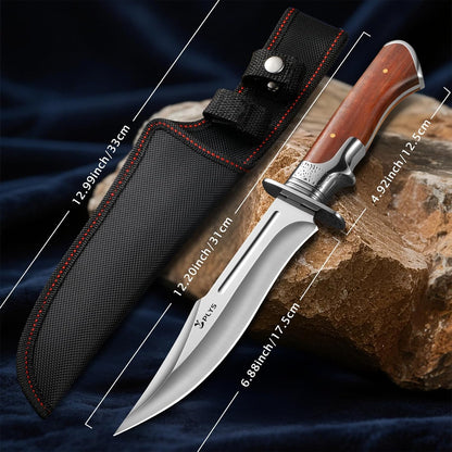 Hunting Knife with Sheath Camping Knife: Fixed Blade Outdoor Knives for Men - 17.5cm Sharp Blade Full Tang Bushcraft Knives for Survival