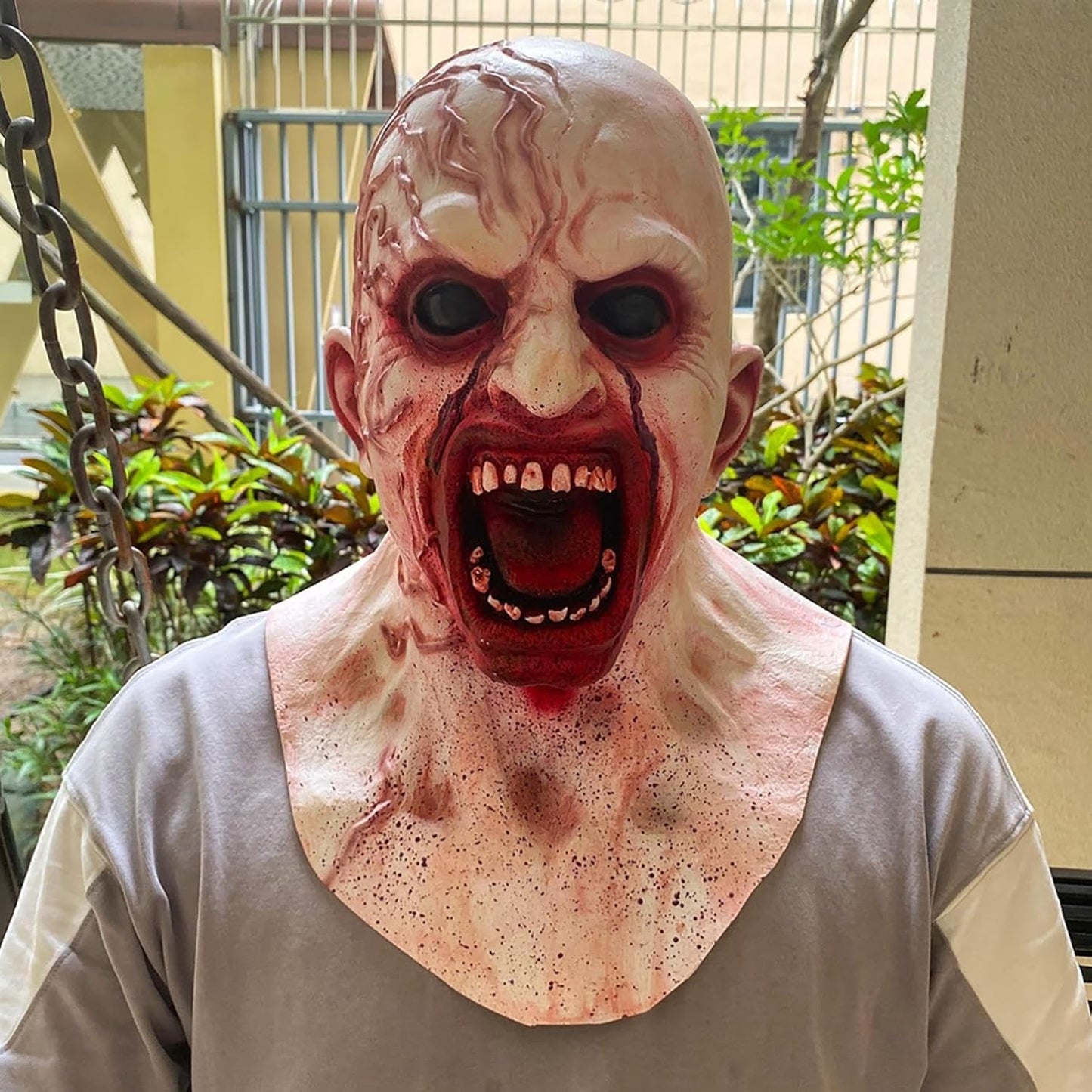 Scary Halloween Mask for Adults, Realistic Creepy Horror Human Face Masks for Cosplay Movie Costume Party