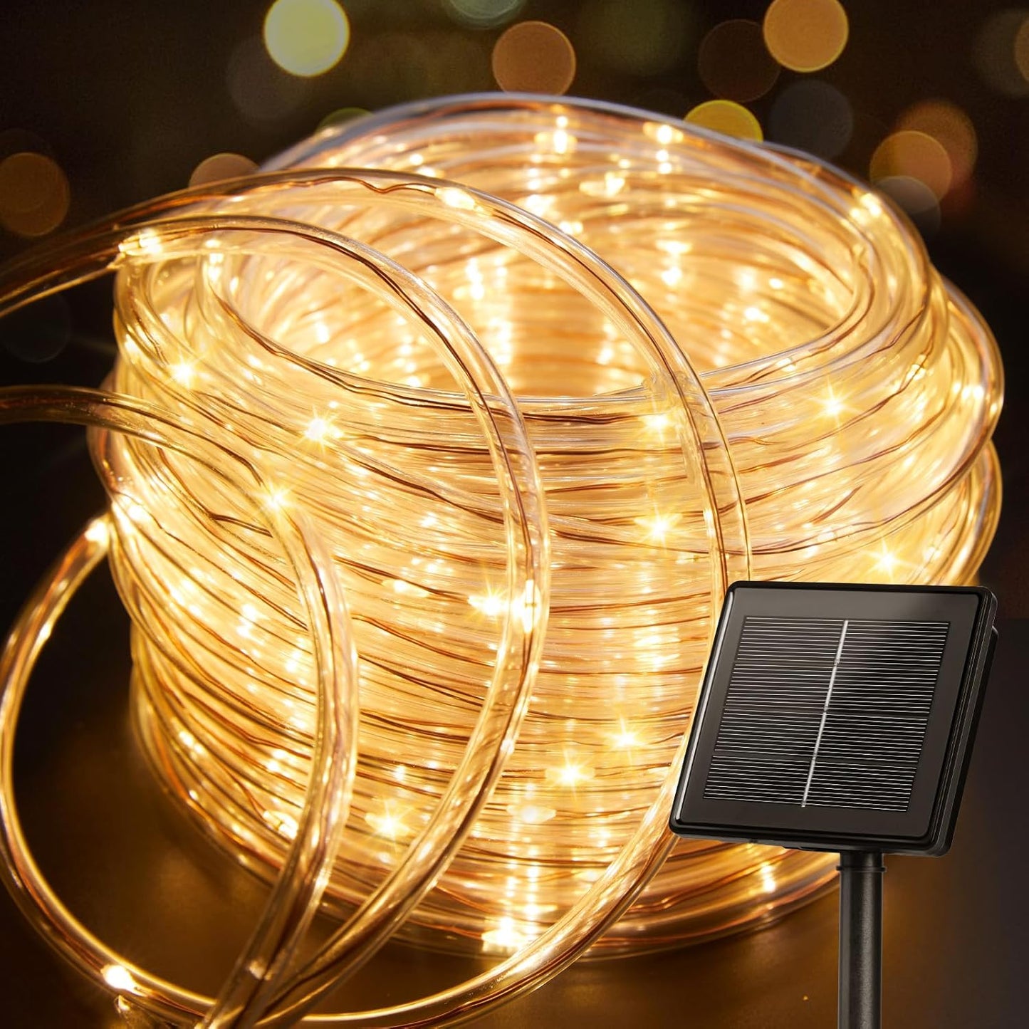 Minetom Solar String Lights Outdoor Waterproof, 72FT 200 LED Rope Lights with 8 Lighting Modes, Solar Christmas Outdoor Lights for Patio Garden Yard Porch Wedding Party Decoration, Warm White