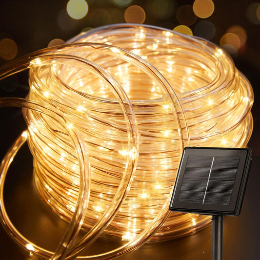 Minetom Solar String Lights Outdoor Waterproof, 72FT 200 LED Rope Lights with 8 Lighting Modes, Solar Christmas Outdoor Lights for Patio Garden Yard Porch Wedding Party Decoration, Warm White