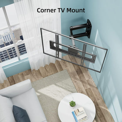 HCMOUNTING Swivel and Tilt TV Wall Mount for 26-65 inch Flat Screen Curved TVs, TV Bracket with Single Stud Level Adjustment Full Motion VESA 400x400mm Holds up to 88lbs