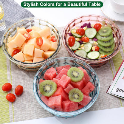 Taiuloo 3-Piece Salad Bowls with Lids & Handle, BPA Free Plastic Meal Prep Containers for Lunch, Kitchen Mixing & Serving Bowls for Salad, Snack, Fruit, Veggie, Blue