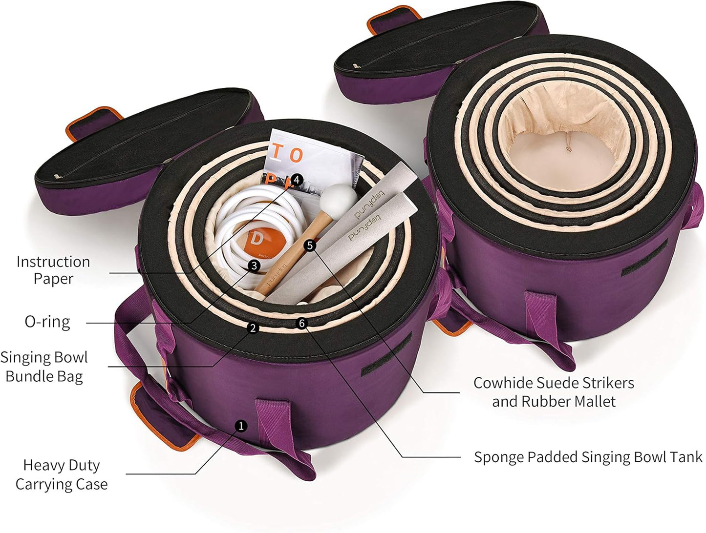 TOPFUND F Note Crystal Singing Bowl Heart Chakra 8 inch with Heavy Duty Carrying Case and Suede Striker