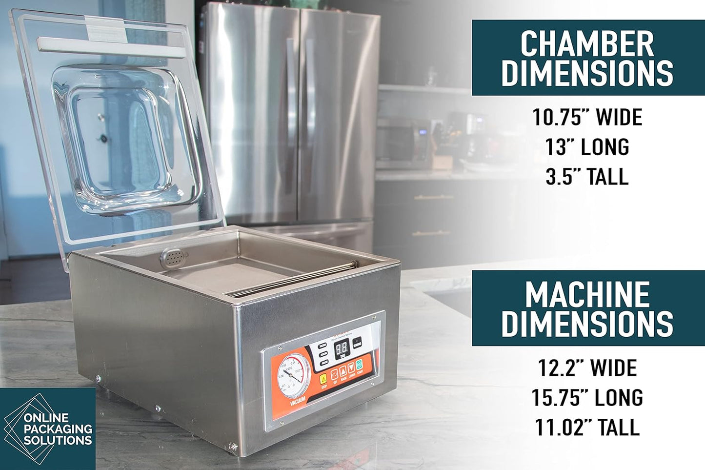 Chamber Vacuum Sealer, CM255, Perfect for Home and Commercial Kitchens, Industrial Grade Packaging Machine with High Powered Pump