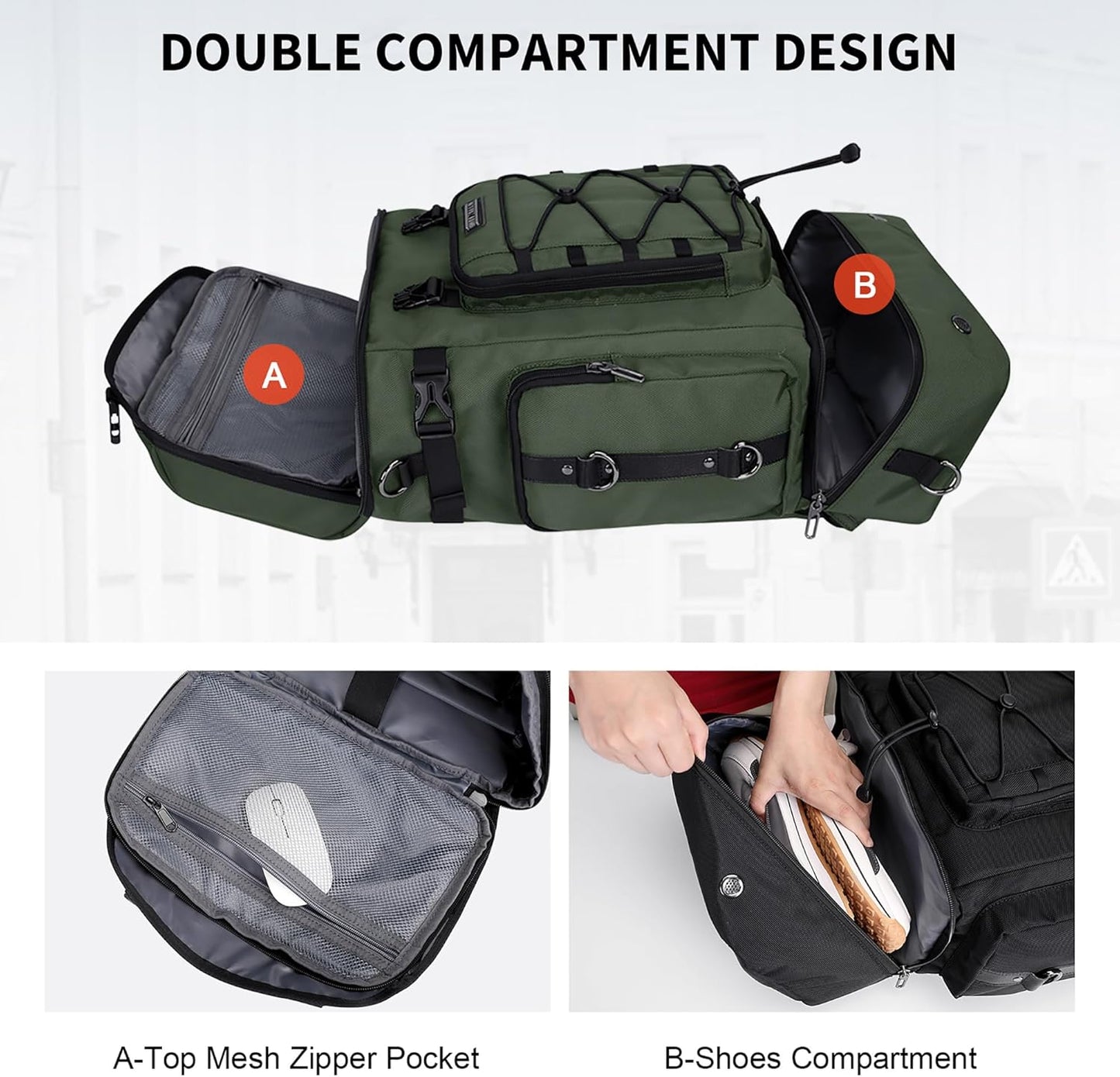 WITZMAN Travel Backpack for Men Women Carry on Bags for Airline Approved Convertible Duffle Luggage Backpack Shoe Compartment