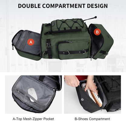 WITZMAN Travel Backpack for Men Women Carry on Bags for Airline Approved Convertible Duffle Luggage Backpack Shoe Compartment