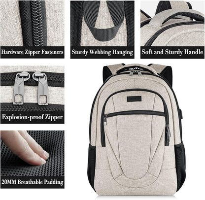 Backpack for Men and Women, School Backpacks for Teen Boys and Girls, Black Water Resistant Back Pack, Business Men Sturdy Computer Bag with USB Charging Port, Gifts