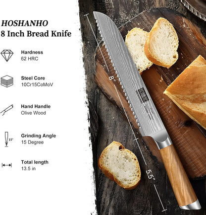 HOSHANHO Damascus Fillet Knife 7 Inch, Professional VG-10 Super Steel Boning Knife, Ultra Sharp Fish Knife with Ergonomic Handle