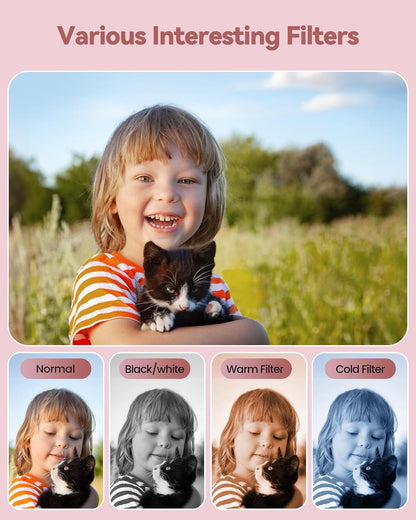 64GB Digital Camera for Kids Photography: 48MP Mini Camera Anti Shake 1080P Video Camera Autofocus 16X Zoom Anti Shake Point and Shoot Camera 2 Batteries Gift for Kid Student Beginner Black