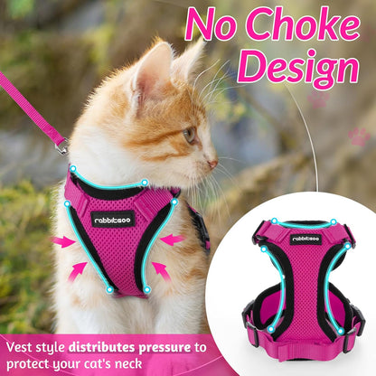 rabbitgoo Cat Harness and Leash for Walking, Escape Proof Soft Adjustable Vest Harnesses for Small Medium Cats, Easy Control Breathable Reflective Strips Jacket, XS, Black