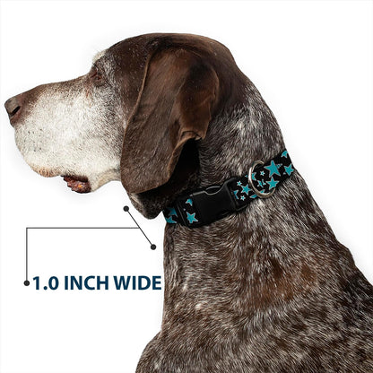 Buckle-Down PC-W21909-M Dog Collar Plastic Clip Buckle, 1"x11"-17", Star Black/White