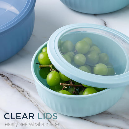 COOK WITH COLOR Prep Bowls with Lids- 8 Piece Nesting Plastic Small Mixing Bowl Set with Lids (Teal Ombre)