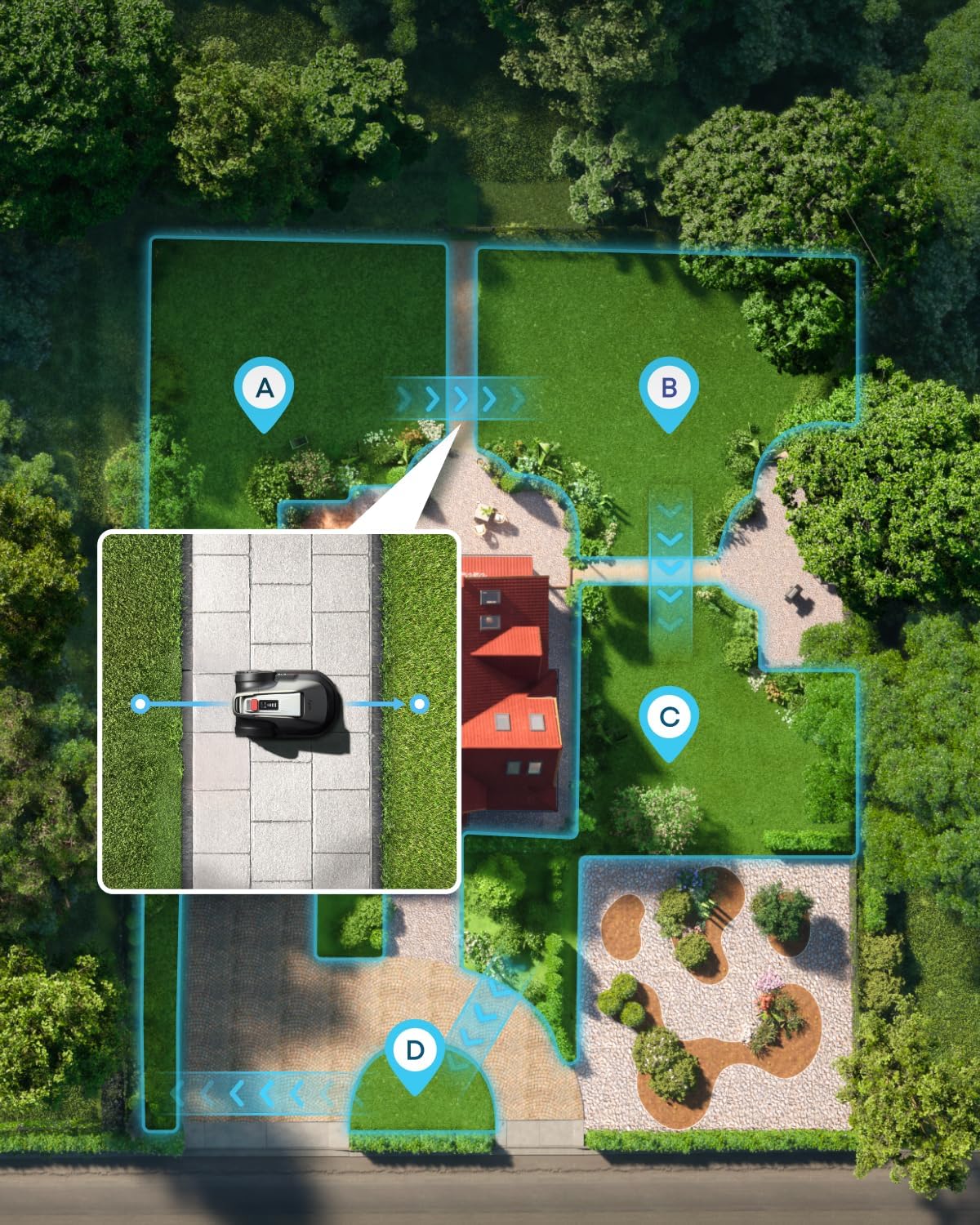 eufy E18 Robot Lawn Mower, Auto Mapping, Max 0.3 Acres, Vision Navigation Lawn Mower, Multi-Zone Management, Electric Robotic Lawnmower with AI Obstacle Avoidance, App Control, 18° Slope, 1-3" Cut Hei