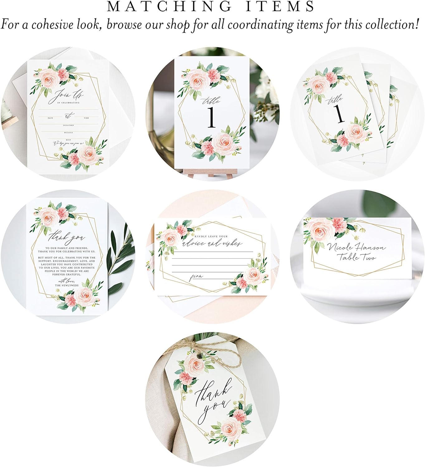 Bliss Collections Thank You Cards - Cards for Weddings, Receptions, Bridal Showers, Baby Showers, Graduations, Special (Rustic Greenery - 25 pieces)