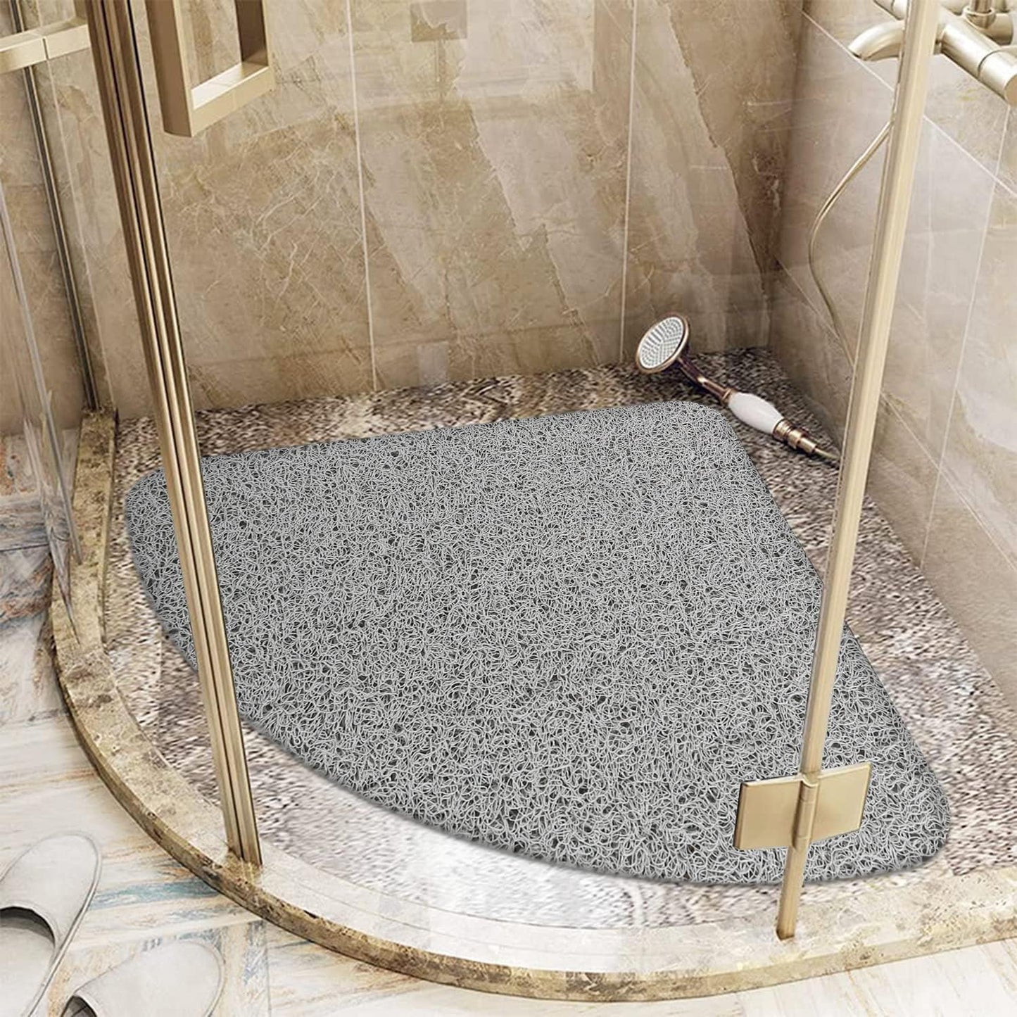 Square Shower Mat, Non Slip Bath Mat, Loofah Shower Stall Mats for Walk-in Shower, 32 x 32 Inches Shower Floor Mat with Drain, Bath Mats for Showers Bathroom, Tub, Seniors