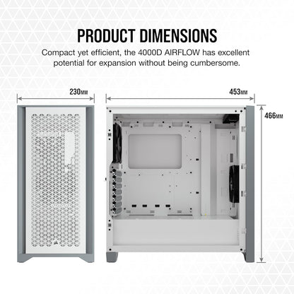 CORSAIR 3000D Airflow Mid-Tower PC Case – 2X SP120 Elite Fans – Four-Slot GPU Support – Fits up to 8X 120mm Fans – High-Airflow Design – Black