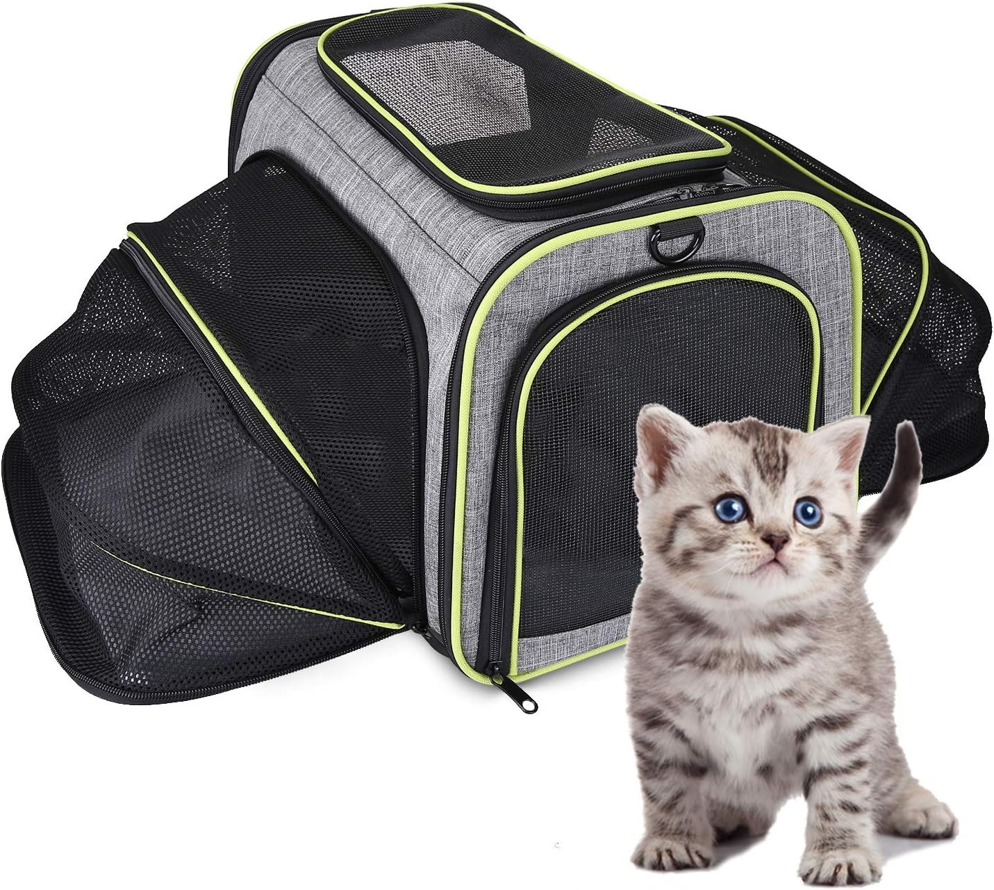 Expandable Cat Carrier, Airline Approved Soft Sided Travel Cat Carrier Bag,Soft Sided Collapsible Pet Dogs Travel Carrier Bag