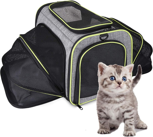 Expandable Cat Carrier, Airline Approved Soft Sided Travel Cat Carrier Bag,Soft Sided Collapsible Pet Dogs Travel Carrier Bag