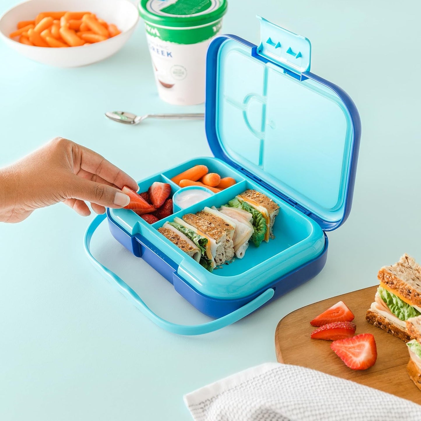 BOZ Kids Bento Lunch Box - 4 Compartment Kids Lunch Containers for Ages 3 to 7 - Leak Proof, Dishwasher Safe
