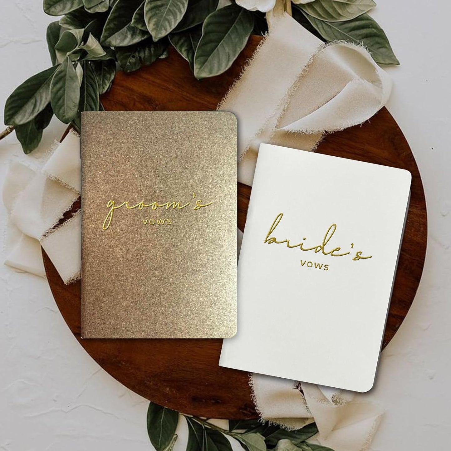 WeddingGiftsWedding Vow Books His and Hers Soft Touch Gold Foil Engraving Vow Books Wedding Essentials Wedding Accessories(TR-HH-Black)